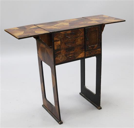 A Japanese Hakone ware cabinet, W.1ft 6in.